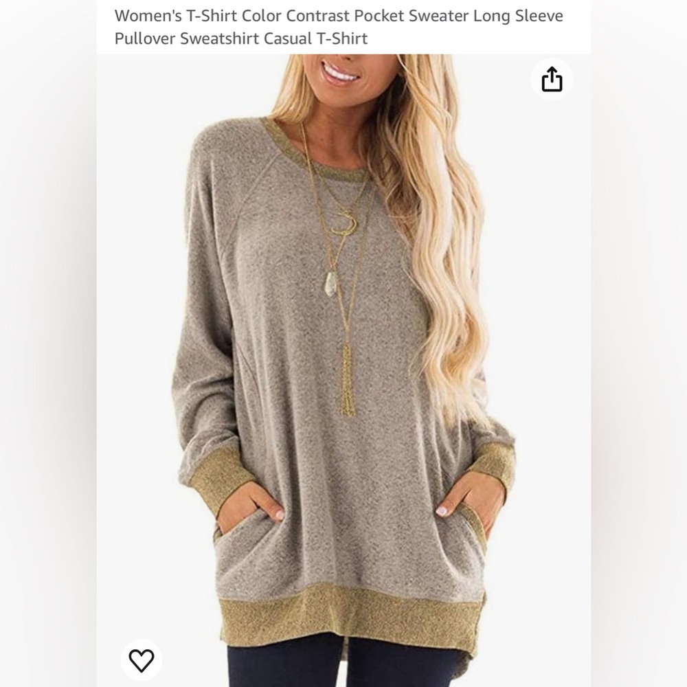 Women’s color contrast pocket sweater in taupe